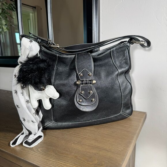 FURLA Black Pebbled Leather Hobo Shoulder Bag - Picture 10 of 11